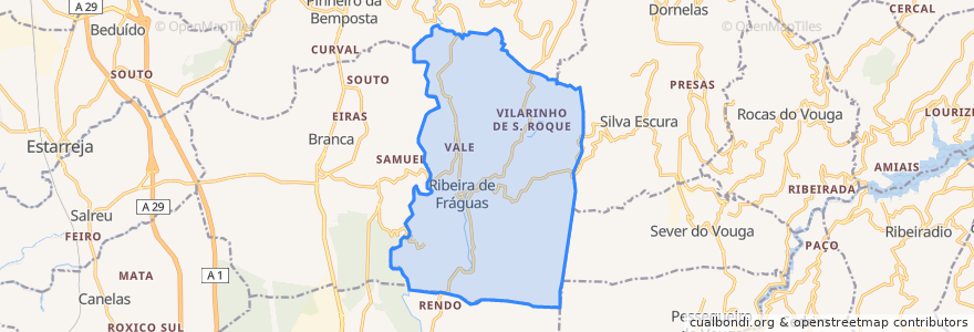 Mapa de ubicacion de Ribeira de Fráguas.