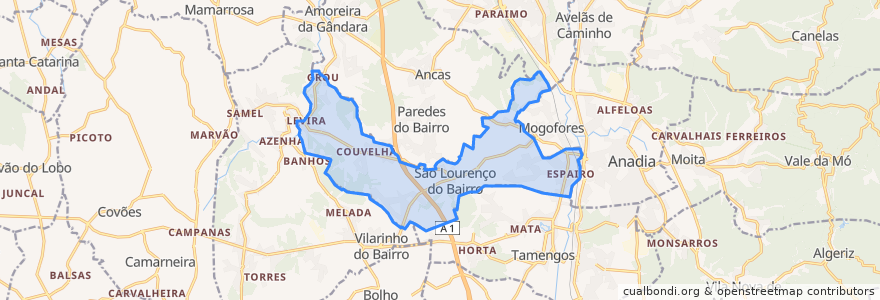 Mapa de ubicacion de São Lourenço do Bairro.