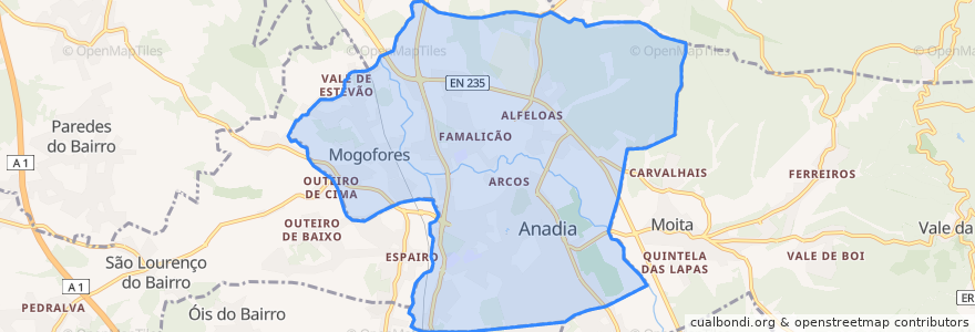 Mapa de ubicacion de Arcos e Mogofores.