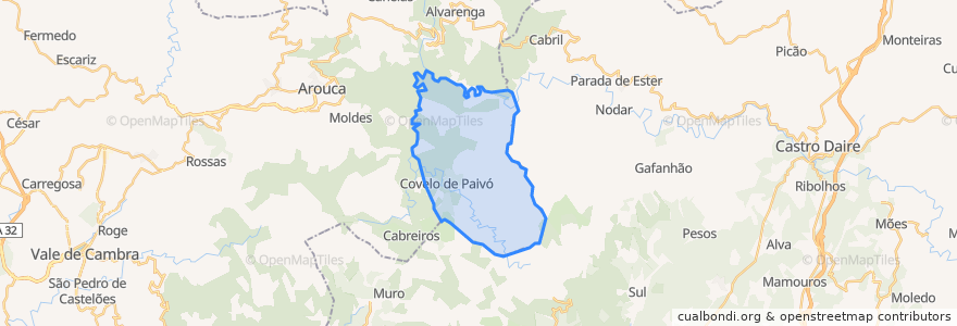 Mapa de ubicacion de Covelo de Paivó e Janarde.