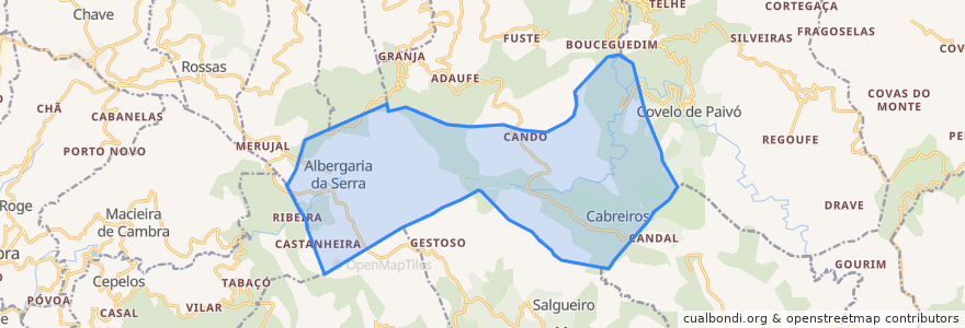 Mapa de ubicacion de Cabreiros e Albergaria da Serra.