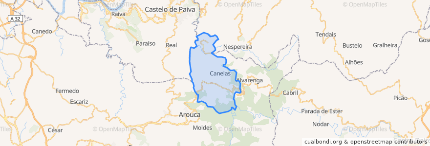 Mapa de ubicacion de Canelas e Espiunca.