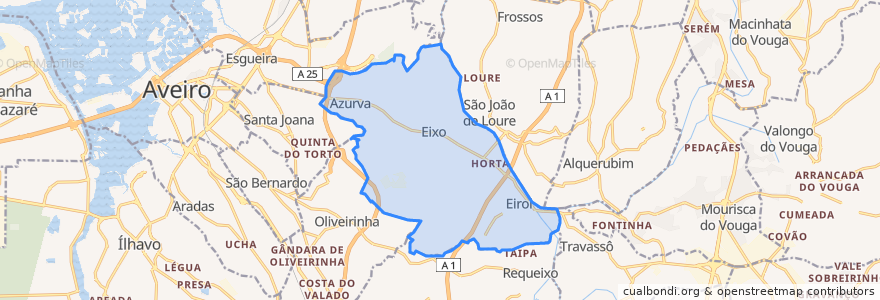 Mapa de ubicacion de Eixo e Eirol.