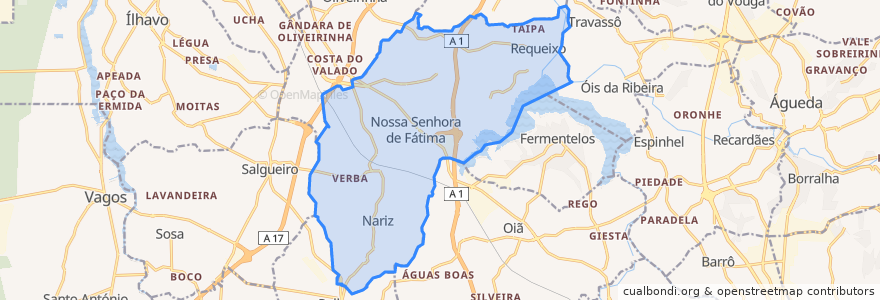 Mapa de ubicacion de Requeixo, Nossa Senhora de Fátima e Nariz.