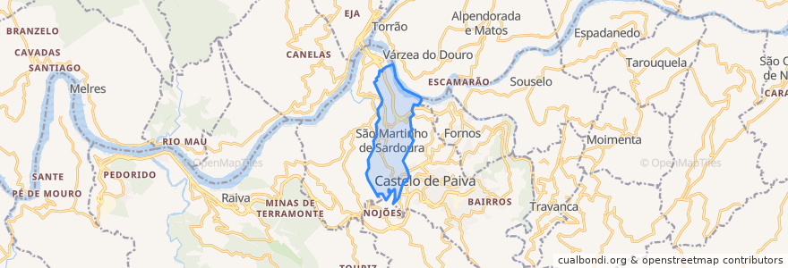 Mapa de ubicacion de São Martinho de Sardoura.