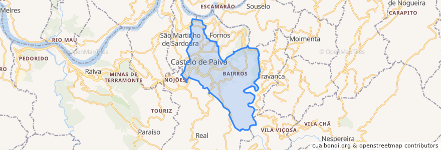 Mapa de ubicacion de Sobrado e Bairros.