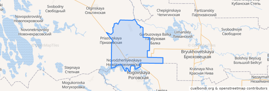 Mapa de ubicacion de Новоджерелиевское сельское поселение.