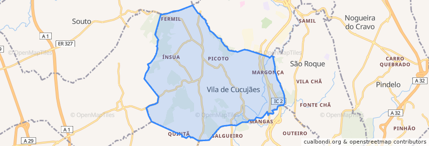 Mapa de ubicacion de Vila de Cucujães.