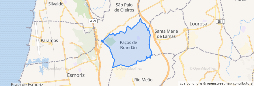 Mapa de ubicacion de Paços de Brandão.