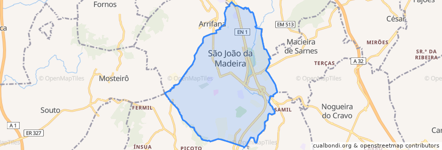 Mapa de ubicacion de São João da Madeira.