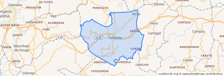 Mapa de ubicacion de Talhadas.