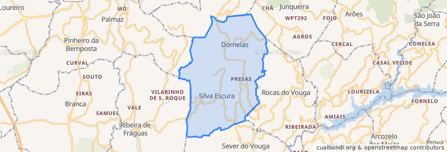 Mapa de ubicacion de Silva Escura e Dornelas.