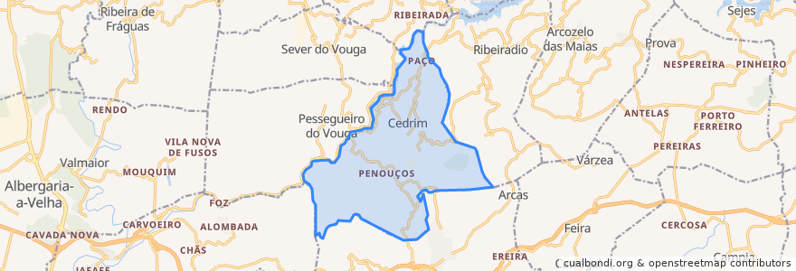 Mapa de ubicacion de Cedrim e Paradela.