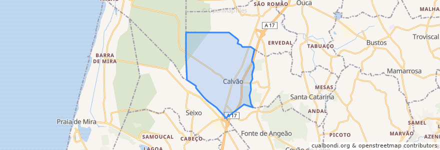 Mapa de ubicacion de Calvão.