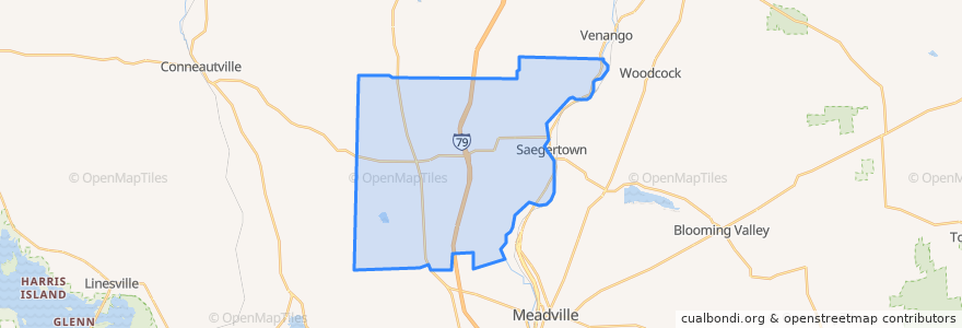 Mapa de ubicacion de Hayfield Township.