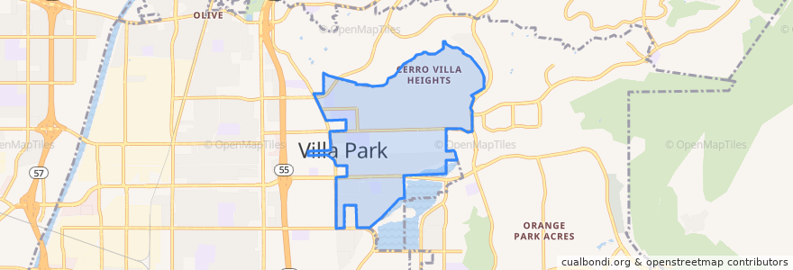 Mapa de ubicacion de Villa Park.