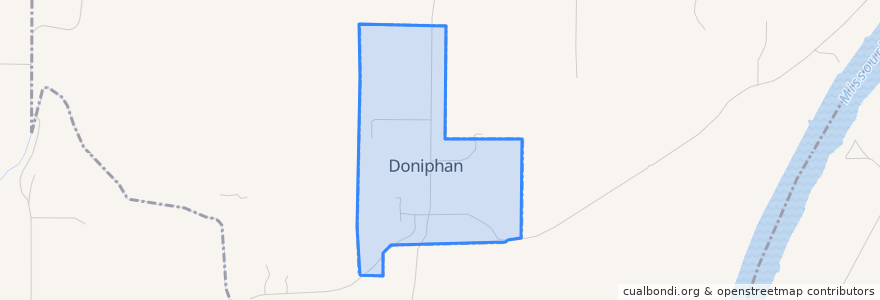 Mapa de ubicacion de Doniphan.