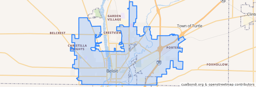 Mapa de ubicacion de Town of Beloit.