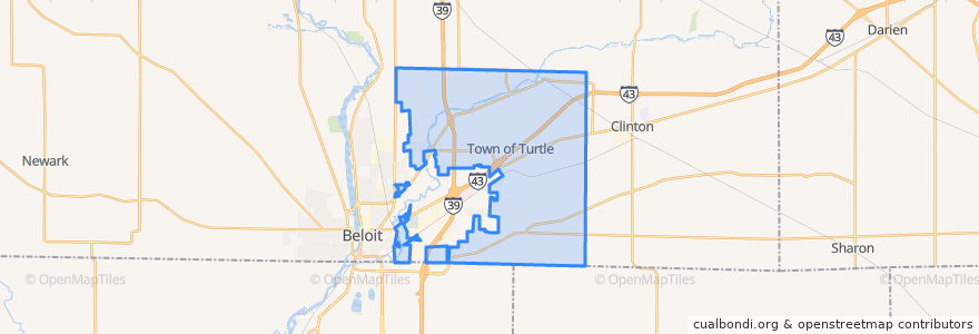 Mapa de ubicacion de Town of Turtle.