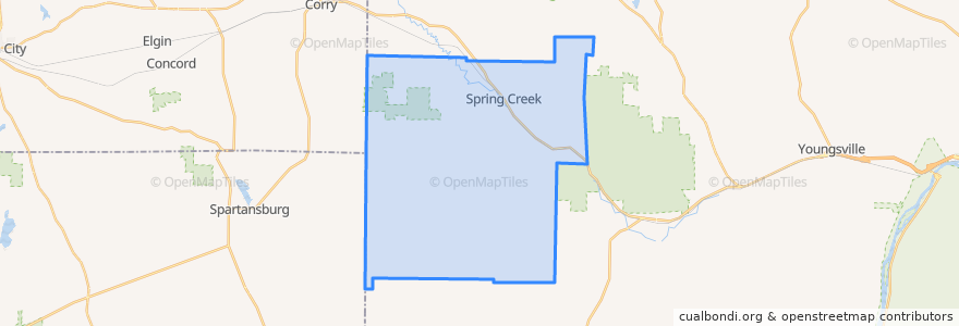 Mapa de ubicacion de Spring Creek Township.