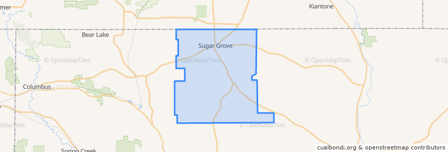 Mapa de ubicacion de Sugar Grove Township.