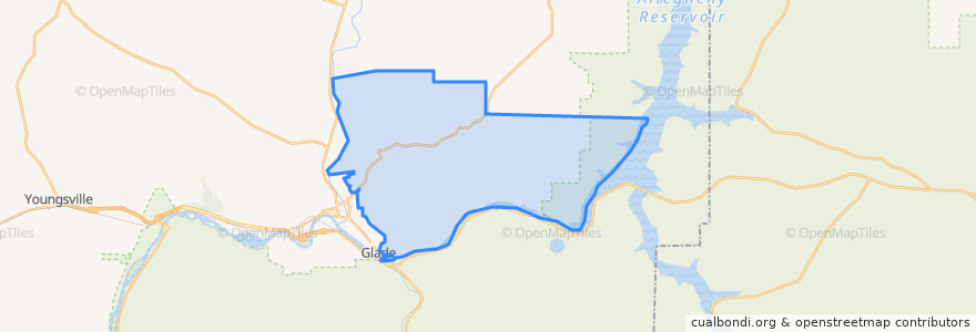 Mapa de ubicacion de Glade Township.
