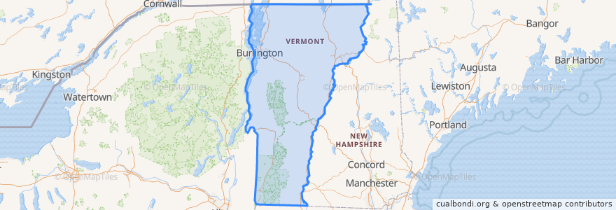 Mapa de ubicacion de Vermont.