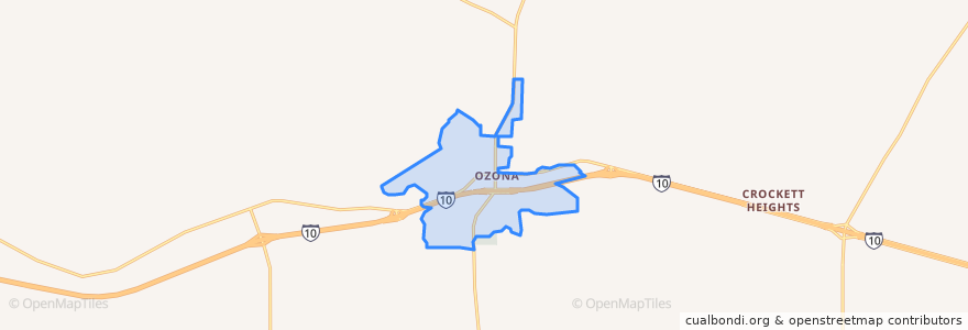 Mapa de ubicacion de Ozona.
