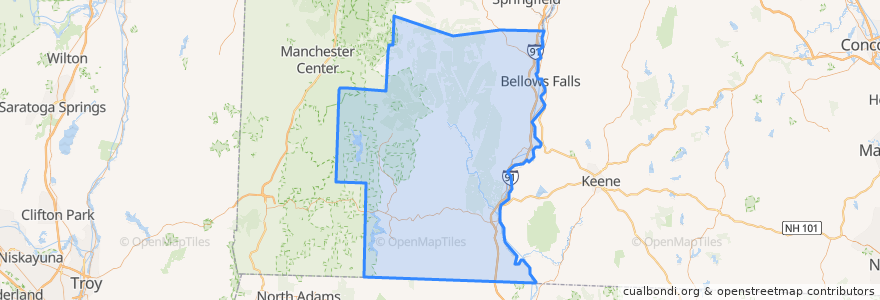 Mapa de ubicacion de Windham County.