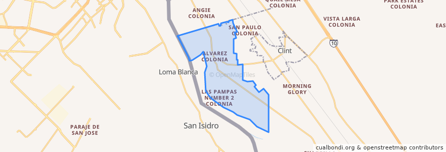 Mapa de ubicacion de San Elizario.