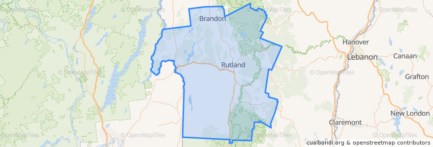 Mapa de ubicacion de Rutland County.