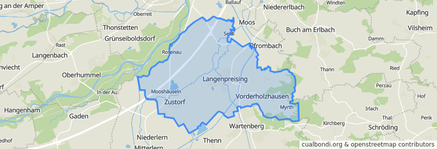 Mapa de ubicacion de Langenpreising.