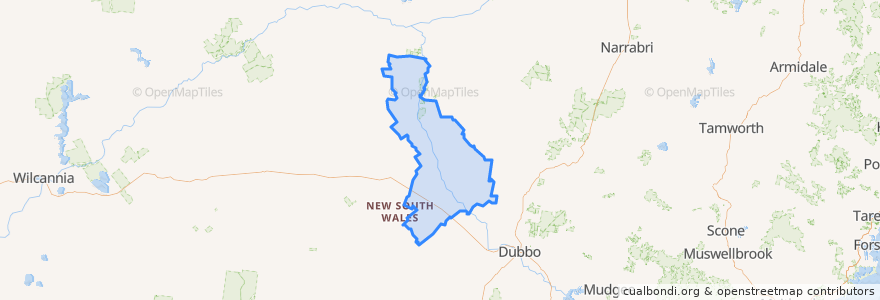 Mapa de ubicacion de Warren Shire Council.