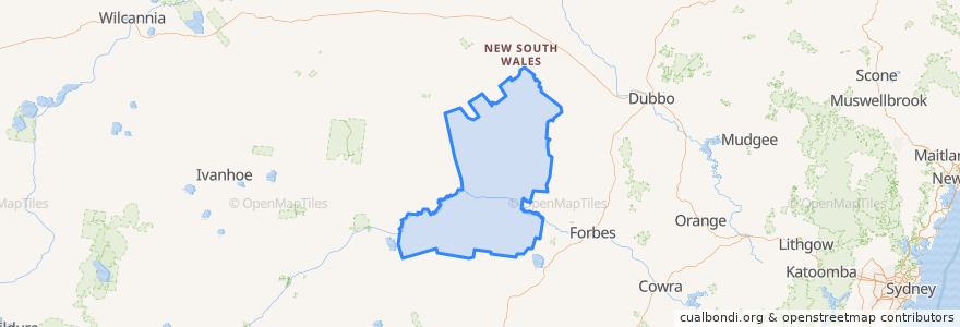 Mapa de ubicacion de Lachlan Shire Council.