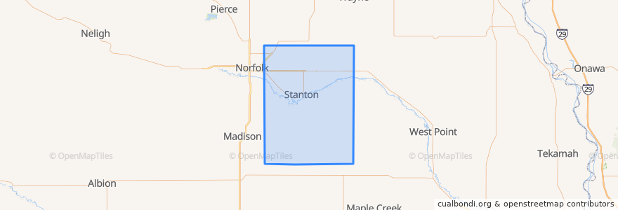 Mapa de ubicacion de Stanton County.