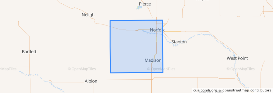 Mapa de ubicacion de Madison County.