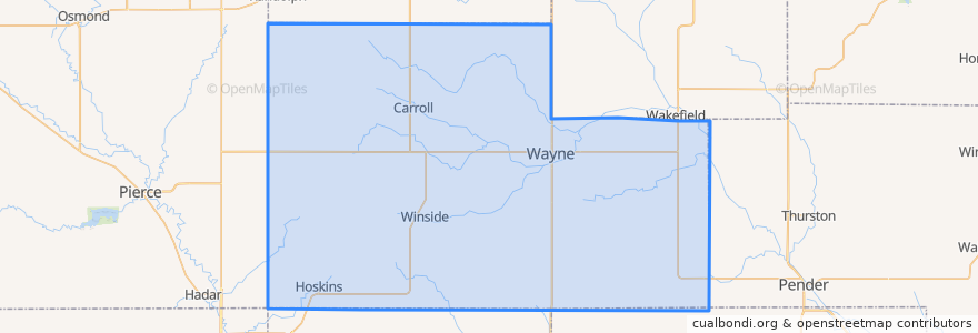 Mapa de ubicacion de Wayne County.