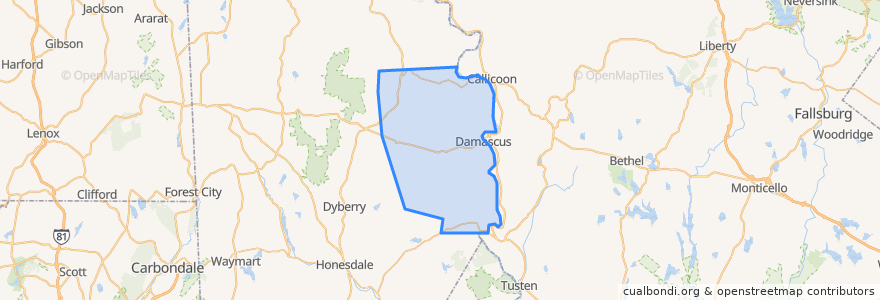 Mapa de ubicacion de Damascus Township.