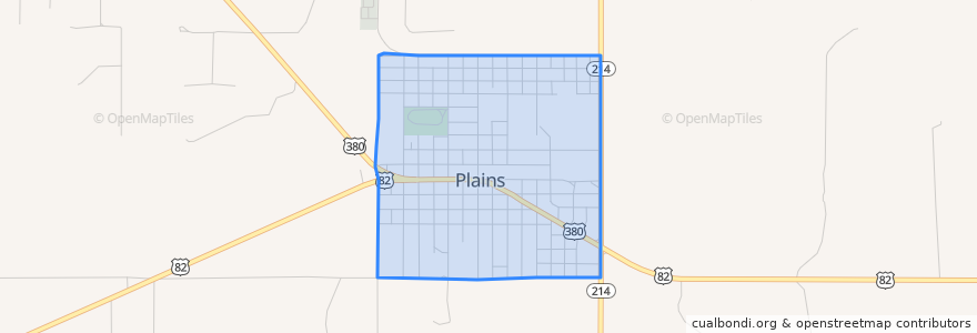 Mapa de ubicacion de Plains.
