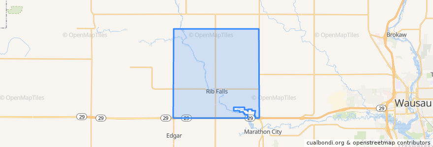 Mapa de ubicacion de Town of Rib Falls.