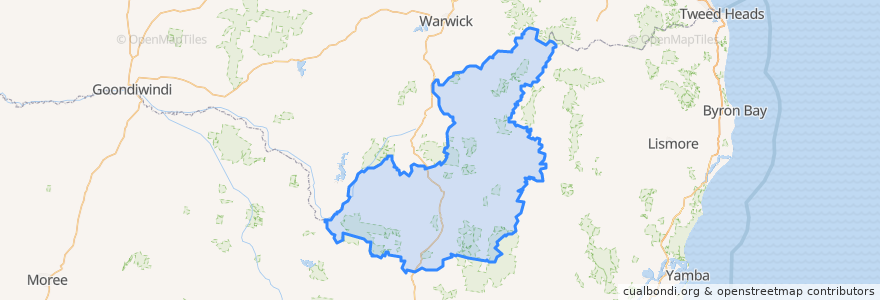 Mapa de ubicacion de Tenterfield Shire Council.