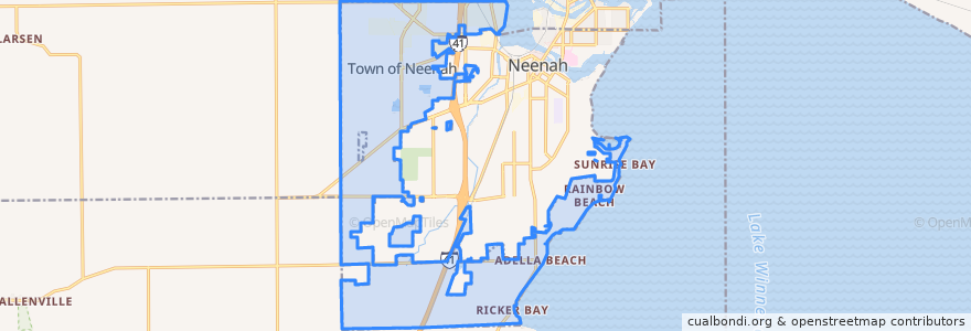 Mapa de ubicacion de Town of Neenah.