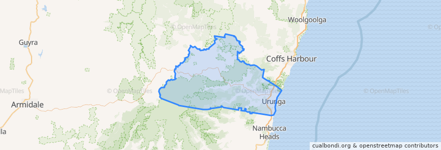 Mapa de ubicacion de Bellingen Shire Council.