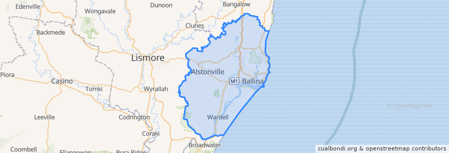 Mapa de ubicacion de Ballina Shire Council.