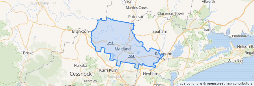 Mapa de ubicacion de Maitland City Council.