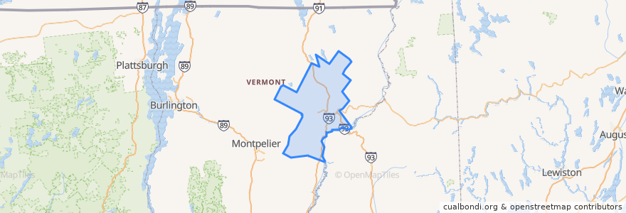 Mapa de ubicacion de Caledonia County.