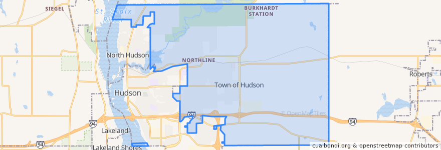 Mapa de ubicacion de Town of Hudson.