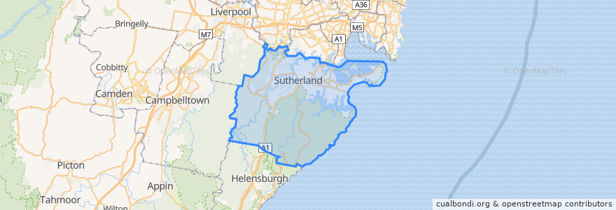 Mapa de ubicacion de Sutherland Shire Council.