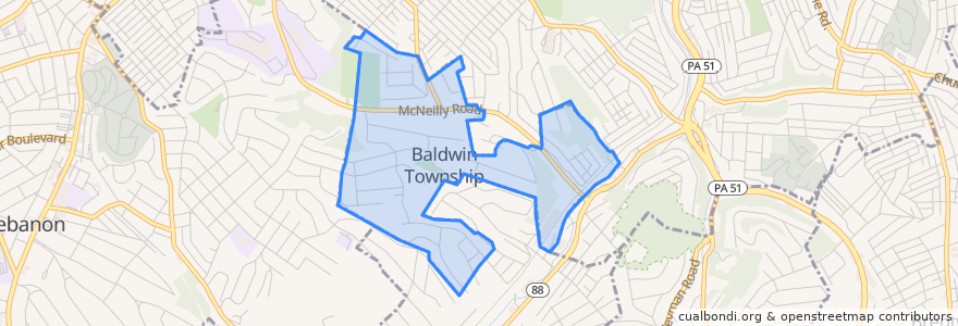 Mapa de ubicacion de Baldwin Township.