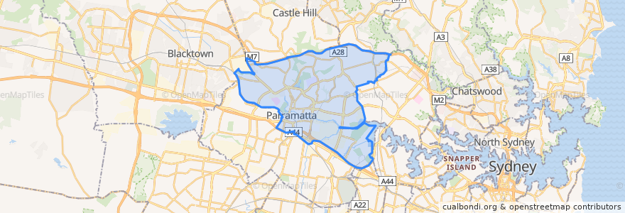 Mapa de ubicacion de City of Parramatta Council.